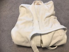 Bademantel Saunamantel L weiß Baumwolle Hotelqualität ohne Kapuze unisex Vintage