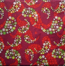 3 Servietten ~ Paisley rot