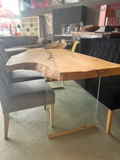 Esstisch Massivholz , Unikat, 165 x 100 cm , Sicherheitsglas