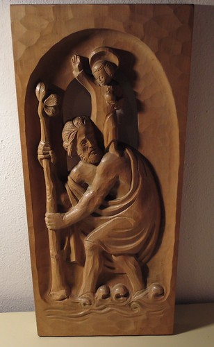Holz relief heiliger - holz, relief,