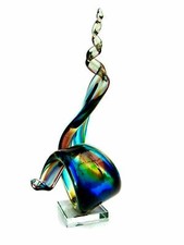Murano Glas Skulptur RIESIG 38cm Multi Luxus irisierend Kunstglas & Etikett