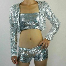 Damen Pailletten Jacke Mantel