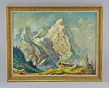 9360049 Öl-Gemälde sign. Richter Alpen Landschaft Watzmann Mitte 20. Jh. 91x72cm