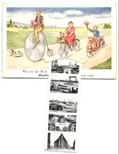 Leporello-AK Hamburg, Fahrradfahrer mit Ansichten von Hauptbahnhof, Hafen, Binn 