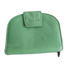 ESQUIRE Damen Geldbörse Portemonnaie Leder Reissverschluss Münzfach grün halbrun