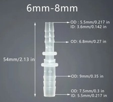 6mm auf 8mm Schlauchadapter Kalt Wasser Schlauchtülle Adapter Fitting Schlauch