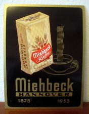 Kaffee Miehbeck 35cm x 27cm Werbetafel 50er Werbung Aufsteller Reklame Hannover