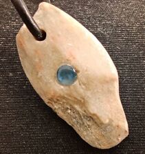 Worpsweder Schmuck Anhänger Speckstein mit Edelstein und Lederkette Unikat