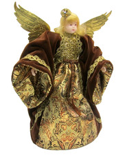 Weihnachtsengel Rauschgoldengel WEIHNACHTEN Wachs Engel Samt Kleid Brokat H34cm