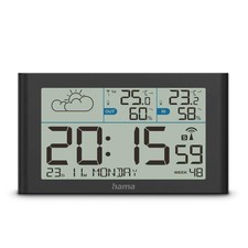 HAMA Wetterstation "Sylt", mit Außensensor, Funk, Wecker, Schwarz #1907351