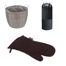 Kamin-Set: Holzkorb, Besteck &