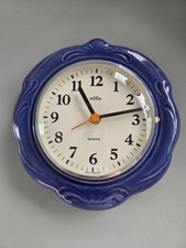 Vintage wanduhr keramik blau - keramik,
