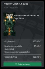 1 x Wacken 2025 Ticket inkl