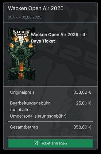 Wacken 2025 ticket inkl - 1,