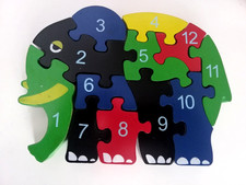 Kinder Holz Spielzeug TCM Holz Puzzle Zahlen von 1 bis 10 Elefant Advent
