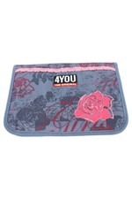 4YOU Federtasche Mädchen Kinder Blumen Blau Rosa Mäppchen Federmappe 22x15cm