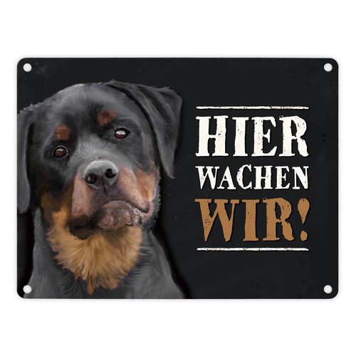 Metallschild mit rottweiler - metallschild,