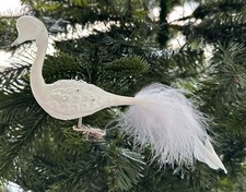 Inge Glas Weihnachten Vogel Weißer Pfau 9,5 cm (mundgeblasen und handbemalt)