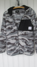 Fleece Jacke Jungen C&A  Kuscheljacke Gr. 158-164 mit Kaputze grau melliert