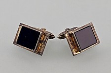 9325115 Paar Manschettenknöpfe 835er Silber vergoldet Vintage Onyx 0 7/8x0 5/8 Zoll