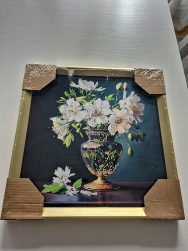 Blumenbild vase goldrahmen - vase,