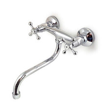 Armatur Küche Ausgußbecken Zweigriff Wasserhahn Mischer Wandarmatur Spültisch