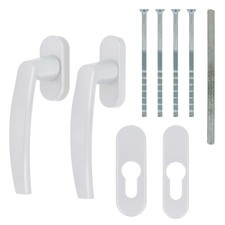 Alu Terrassentürgriff Paar mit Rosetten - weiß braun silber schwarz titan gold