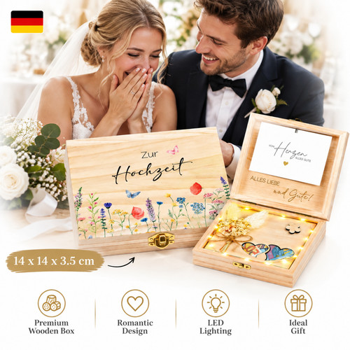 Geschenkbox hochzeit led holz - hochzeit,