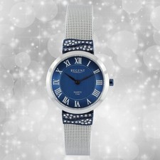 Armbanduhr Metall silber dunkelblau Damen Uhr Analog Regent UR2254008