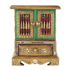 Schmuckschrank Schmuckschatulle Schränkchen Schmuck Schmuckkasten Gold 25 cm 