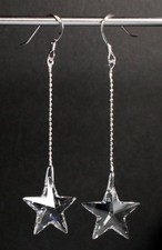 Silber 925 Ohrringe mit Swarovski® Kristallen Sterne Sternchen lang +Schmuck Box