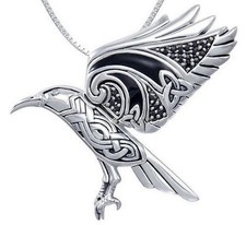 Peter Stone 925 Silber Odins Rabe Schmuckanhänger Hugin Munin Markasit Glasfluß