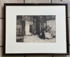 Prof. Alexander Eckener 1870-1944 Radierung Grafik BAUERNSTUBE 1906