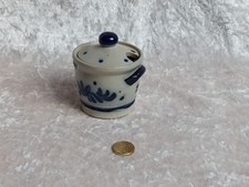 Senftopf Steingut Salzglasur Topf mit Deckel Durchmesser 7 cm