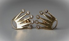 Damen Krone Gold Ohrringe 585 / 14KT Gelbgold Designer Handarbeit Ohrstecker