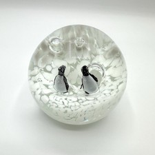 Briefbeschwerer Paperweight Glas Pinguine Pinguin Handgefertigt Glaskunst