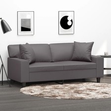 2-Sitzer-Sofa mit Zierkissen Kunstleder Liegesofa Polstersofa Sessel Relaxsofa