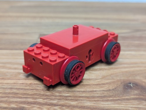 Lego red train engine - train,