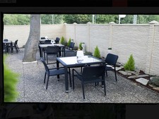 Betonzaun: 14m + 12mSichtschutz, 187 cm+ 112 cm hoch, beidseitig gleiches Muster