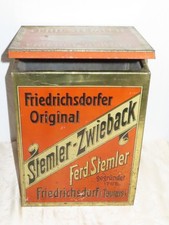 Blechdose Behälter Stemler Zwieback Friedrichsdorf Taunus um 1920 !!!