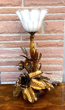 Vintage Hans Kögl Weizenähren und Blumen Tischlampe 1 Flammig 72 cm Hoch