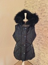  Weste  mit Kaputze  Fellrand  38/40 Blau Schwarz Damen