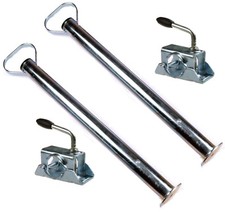 2 Anhängerstützen Abstellstützen 600 mm mit 2 Klemmschellen Anhänger Trailer SET