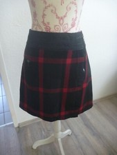 Rock kariert, Wickeloptik, Fake-Taschen, Schwarz/Rot, Kariert, Kurz Gr.  40