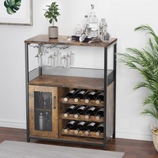 Weinregal Weinflaschenregal mit Glashalter rustikal 12 Flaschen Weinschrank 