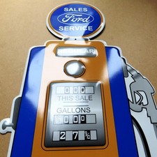 FORD Gas Pump = Großes Blechplakat MAKELLOS Tankstelle Zapfsäule = Made in USA 