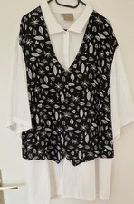 Weiße Bluse mit Weste Gr. 60