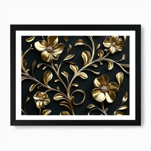 Elegantes gold blumenmotiv - elegantes, 3d