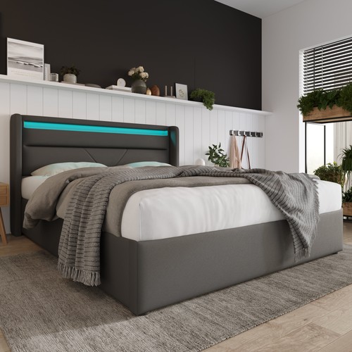 Led kunstlederbett 140x200 - led,