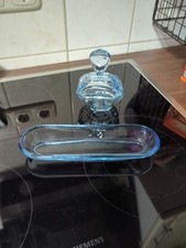 schönes Set aus Glas für Frisierkommode in blau (Retro)